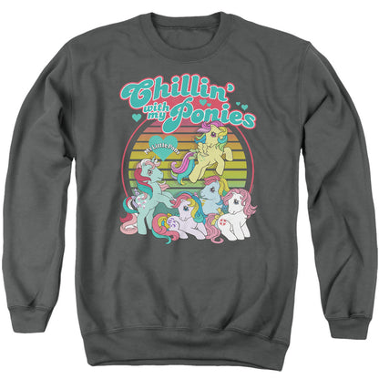 My Little Pony Retro Chillin With My Ponies Mens Crewneck Sweatshirt Charcoal Officially Licensed