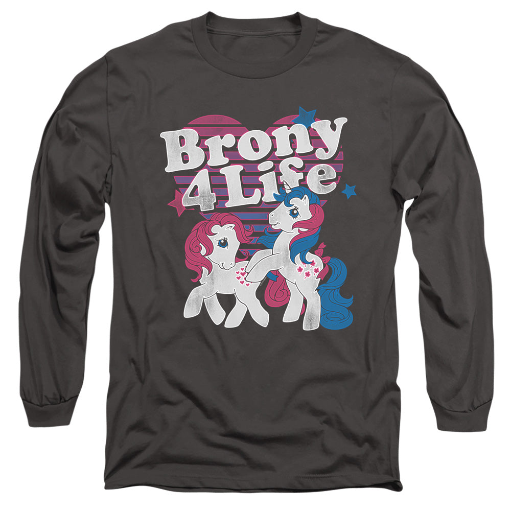 My Little Pony Retro Brony 4 Life Mens Long Sleeve Shirt Charcoal Officially Licensed