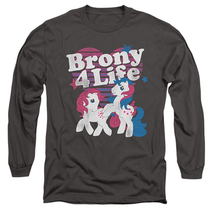 My Little Pony Retro Brony 4 Life Mens Long Sleeve Shirt Charcoal Officially Licensed