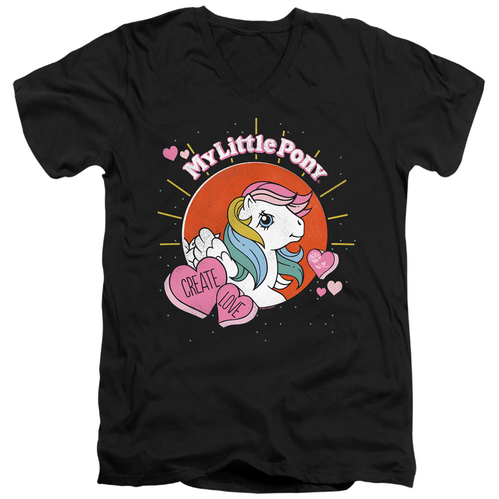 My Little Pony Retro Create Love Mens Slim Fit V-Neck T Shirt Black Officially Licensed