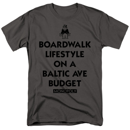 Monopoly Lifestyle Vs Budget Mens T Shirt Charcoal Officially Licensed