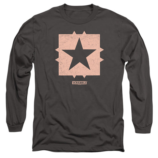 Scrabble Free Space Mens Long Sleeve Shirt Charcoal Officially Licensed