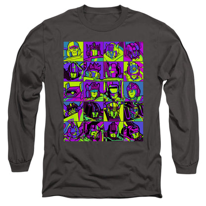 Transformers Transformer Squares Mens Long Sleeve Shirt Charcoal Officially Licensed