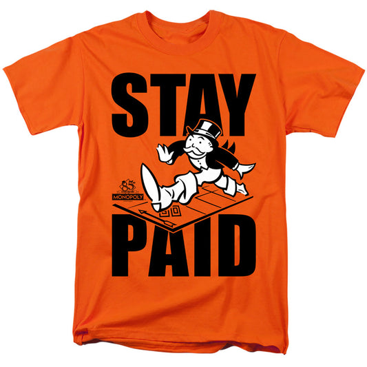 Monopoly Stay Paid Mens T Shirt Orange Officially Licensed