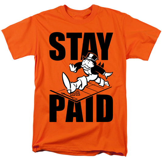 Monopoly Stay Paid Evergreen Mens T Shirt Orange Officially Licensed
