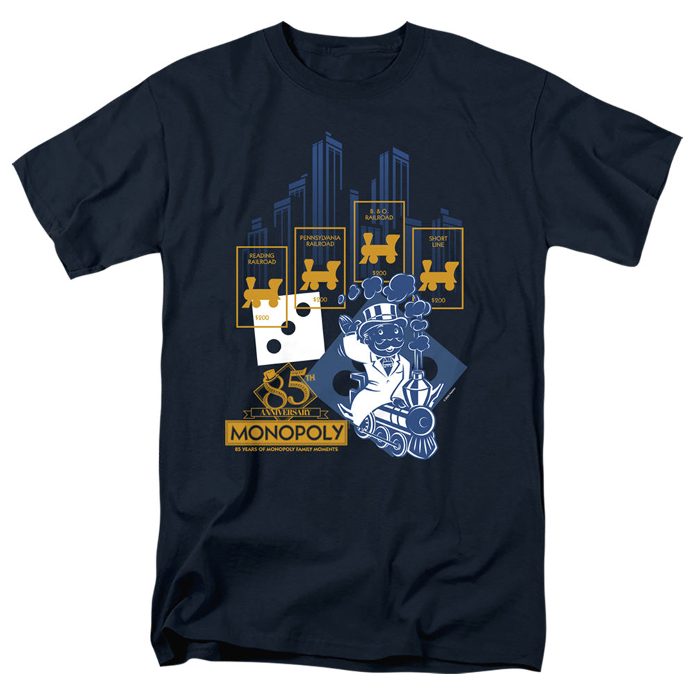 Monopoly The True Railroad Tycoon Mens T Shirt Navy Officially Licensed