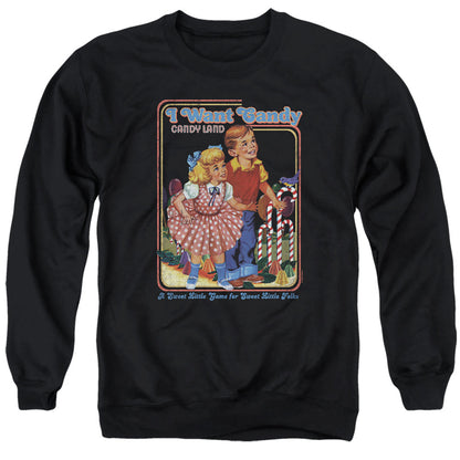 Candy Land I Want Candy Mens Crewneck Sweatshirt Black Officially Licensed