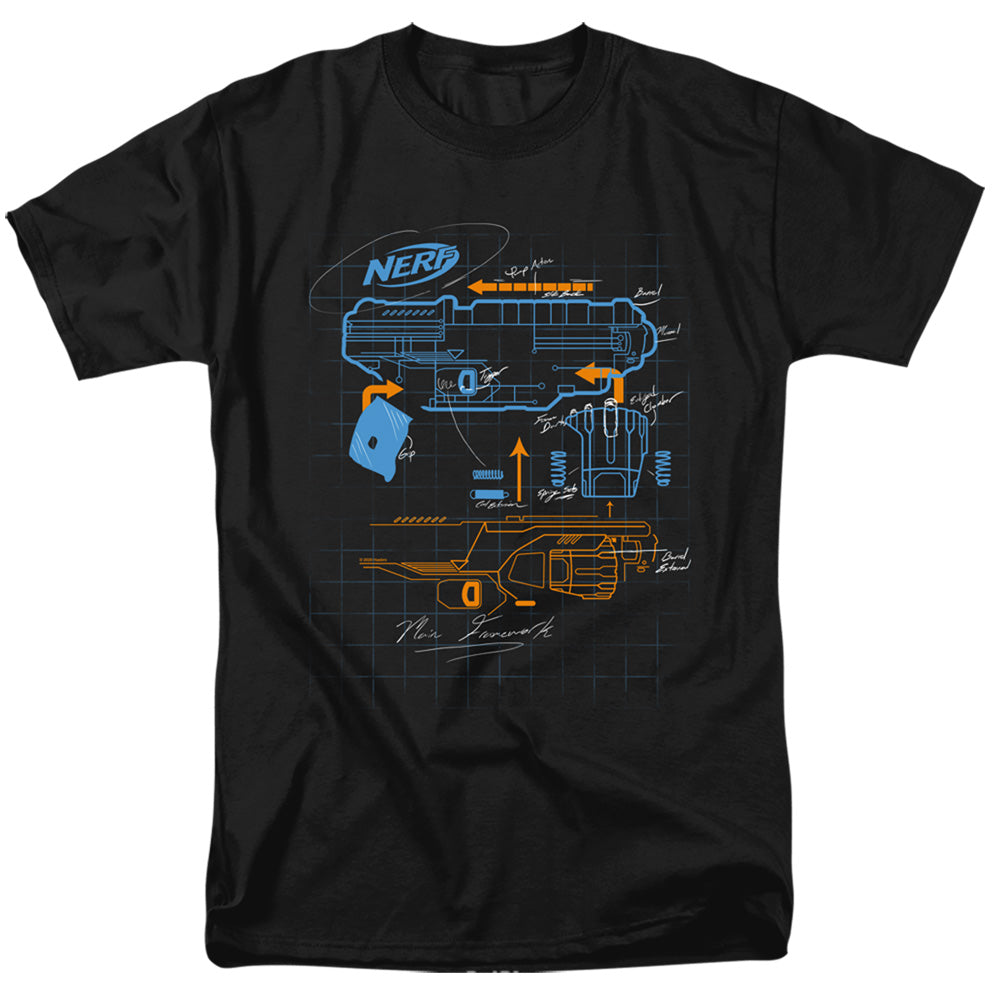 Nerf Deconstructed Nerf Gun Mens T Shirt Black Officially Licensed