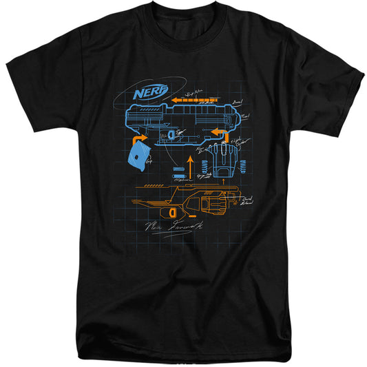 Nerf Deconstructed Nerf Gun Mens Tall T Shirt Black Officially Licensed