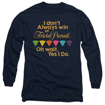Trivial Pursuit I Always Win Mens Long Sleeve Shirt Navy Officially Licensed