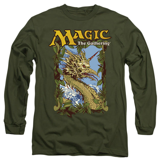 Magic The Gathering Mirage Deck Art Mens Long Sleeve Shirt Military Green Officially Licensed