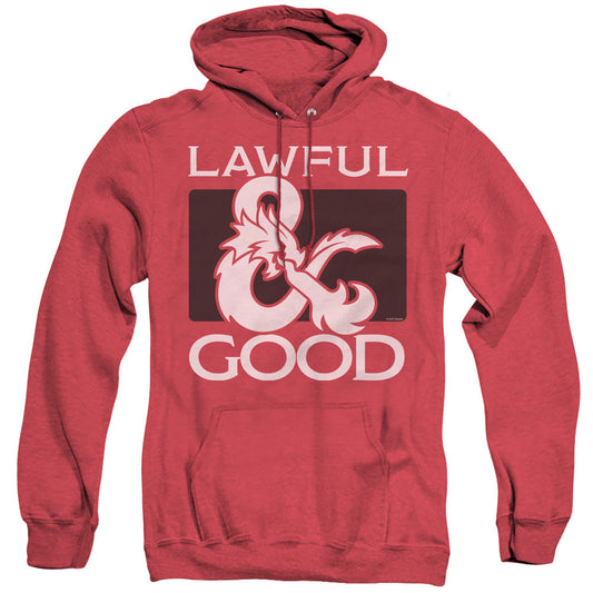 Dungeons And Dragons Lawful Good Heather Mens Hoodie Red Officially Licensed