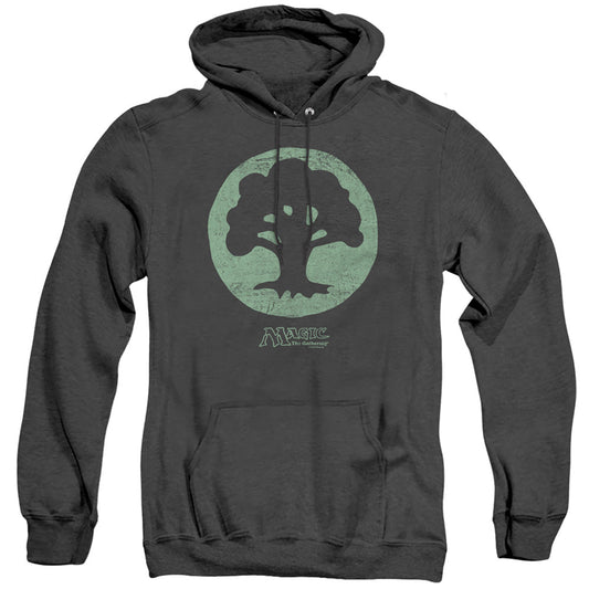 Magic The Gathering Green Symbol Mens Heather Hoodie Black Officially Licensed