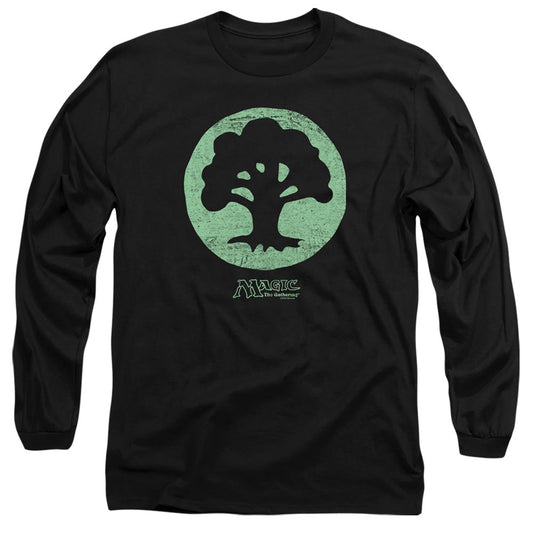 Magic The Gathering Green Symbol Mens Long Sleeve Shirt Black Officially Licensed