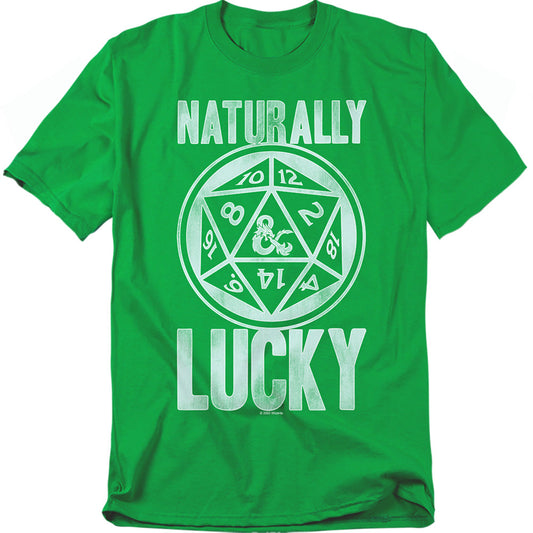 Dungeons And Dragons Naturally Lucky Mens T Shirt Kelly Green Officially Licensed