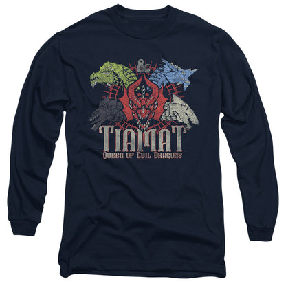 Dungeons And Dragons Tiamat Queen Of Evil Mens Long Sleeve Shirt Navy Officially Licensed