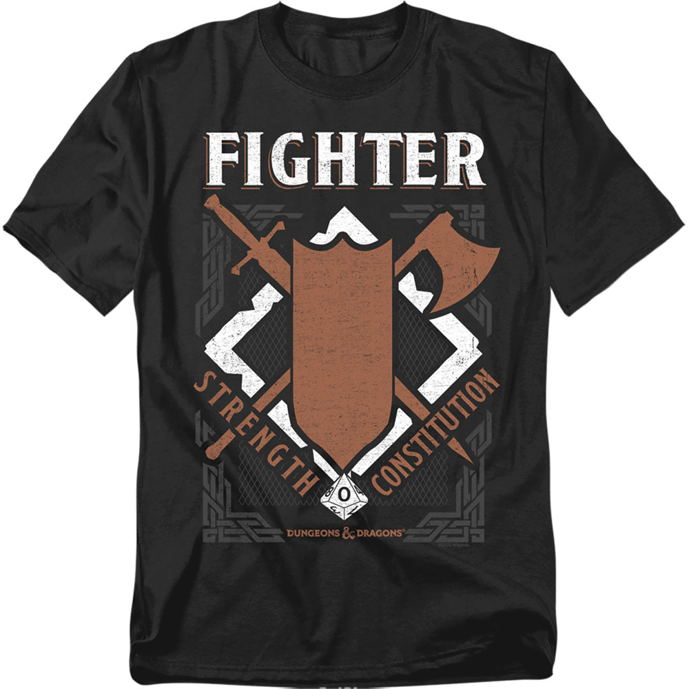 Dungeons And Dragons Fighter Mens T Shirt Black Officially Licensed