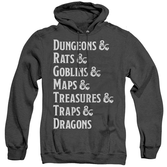Dungeons And Dragons Dungeon List Heather Mens Hoodie Black Officially Licensed