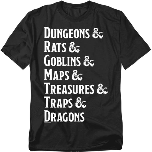 Dungeons And Dragons Dungeon List Mens T Shirt Black Officially Licensed