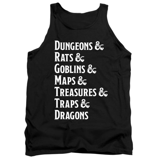 Dungeons And Dragons Dungeon List Mens Tank Top Shirt Black Officially Licensed