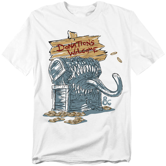 Dungeons And Dragons Donations Welcome Mimic Mens T Shirt White Officially Licensed