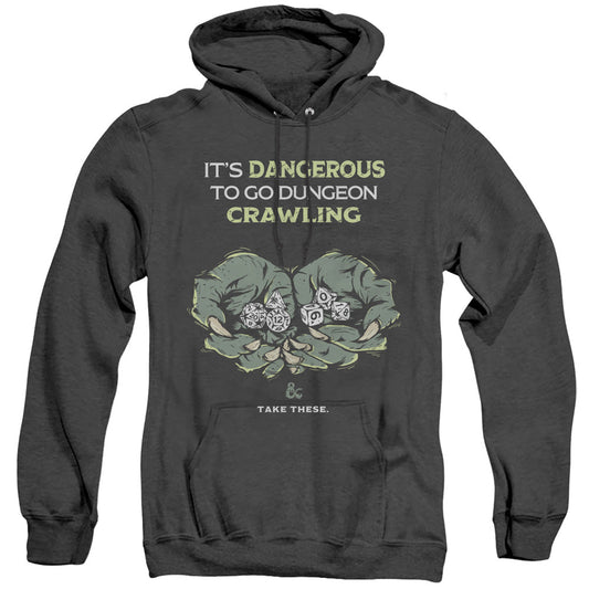 Dungeons And Dragons Dangerous To Go Alone Mens Heather Hoodie Black Officially Licensed