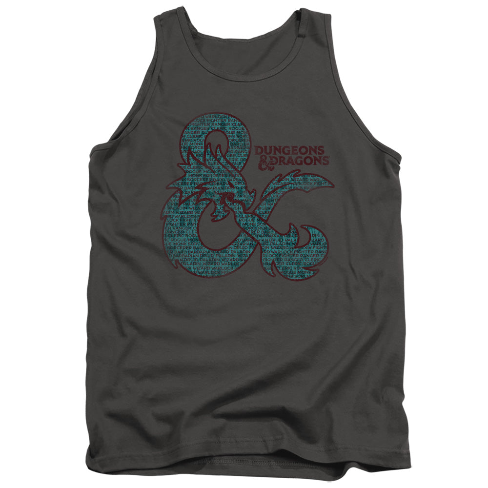 Dungeons And Dragons Ampersand Classes Mens Tank Top Shirt Charcoal Officially Licensed