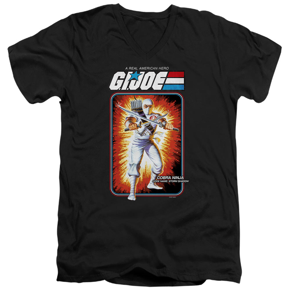 G.I. Joe Storm Shadow Card Mens Slim Fit V-Neck T Shirt Black Officially Licensed