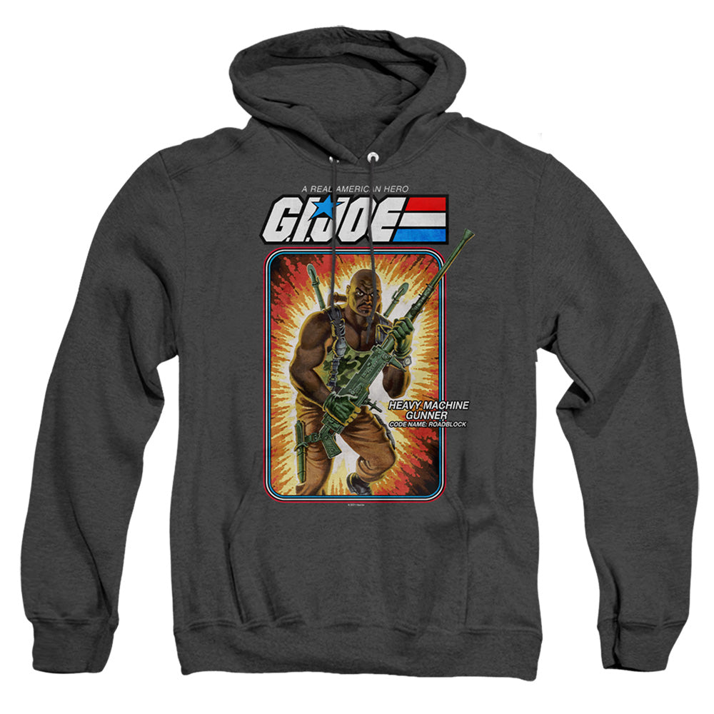 G.I. Joe Roadblock Card Mens Heather Hoodie Black Officially Licensed