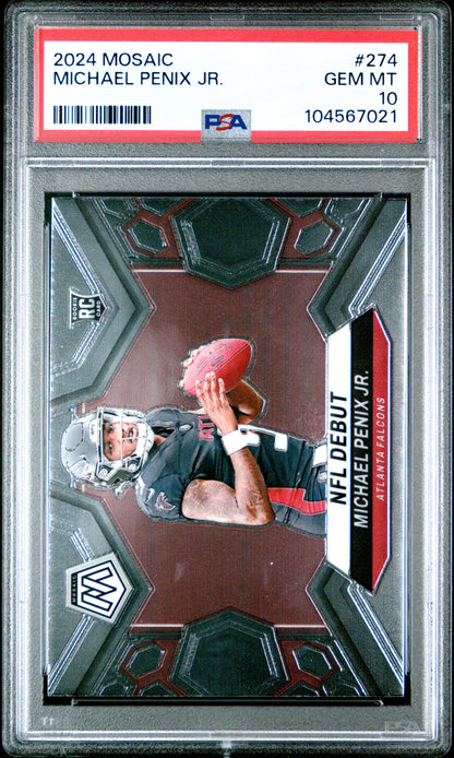Graded 2024 Panini Mosaic Michael Penix Jr #274 Rookie RC Football Card PSA 10 Gem Mint