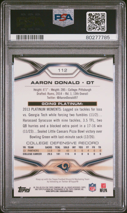 Graded 2014 Topps Platinum Aaron Donald #112 Xfractor Rookie RC Football Card PSA 9 Mint