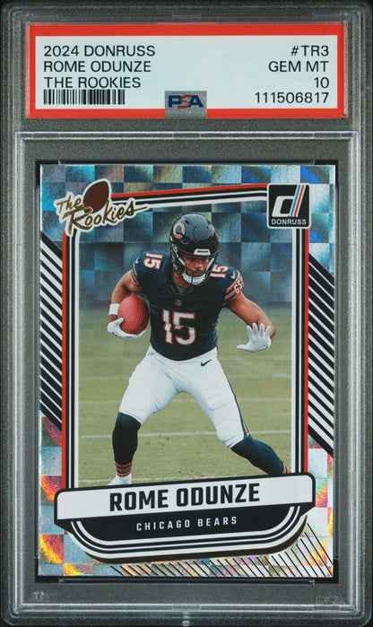 Graded 2024 Panini Donruss Rome Odunze #TR3 The Rookies Rookie RC Football Card PSA 10 Gem Mint