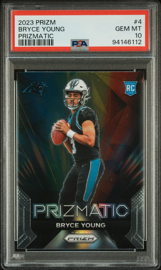 Graded 2023 Panini Prizm Bryce Young #4 Prizmatic Rookie RC Football Card PSA 10 Gem Mint
