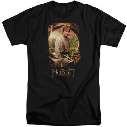 The Hobbit Bilbo Poster Mens Tall T Shirt Black Officially Licensed