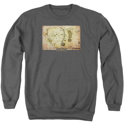 The Hobbit Middle Earth Map Mens Crewneck Sweatshirt Charcoal Officially Licensed