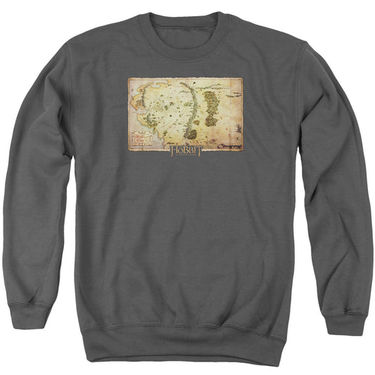 The Hobbit Middle Earth Map Mens Crewneck Sweatshirt Charcoal Officially Licensed