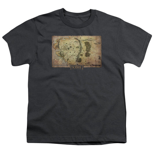 The Hobbit Middle Earth Map Kids Youth T Shirt Charcoal Officially Licensed