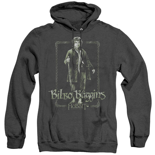 The Hobbit Bilbo Stare Heather Mens Hoodie Black Officially Licensed