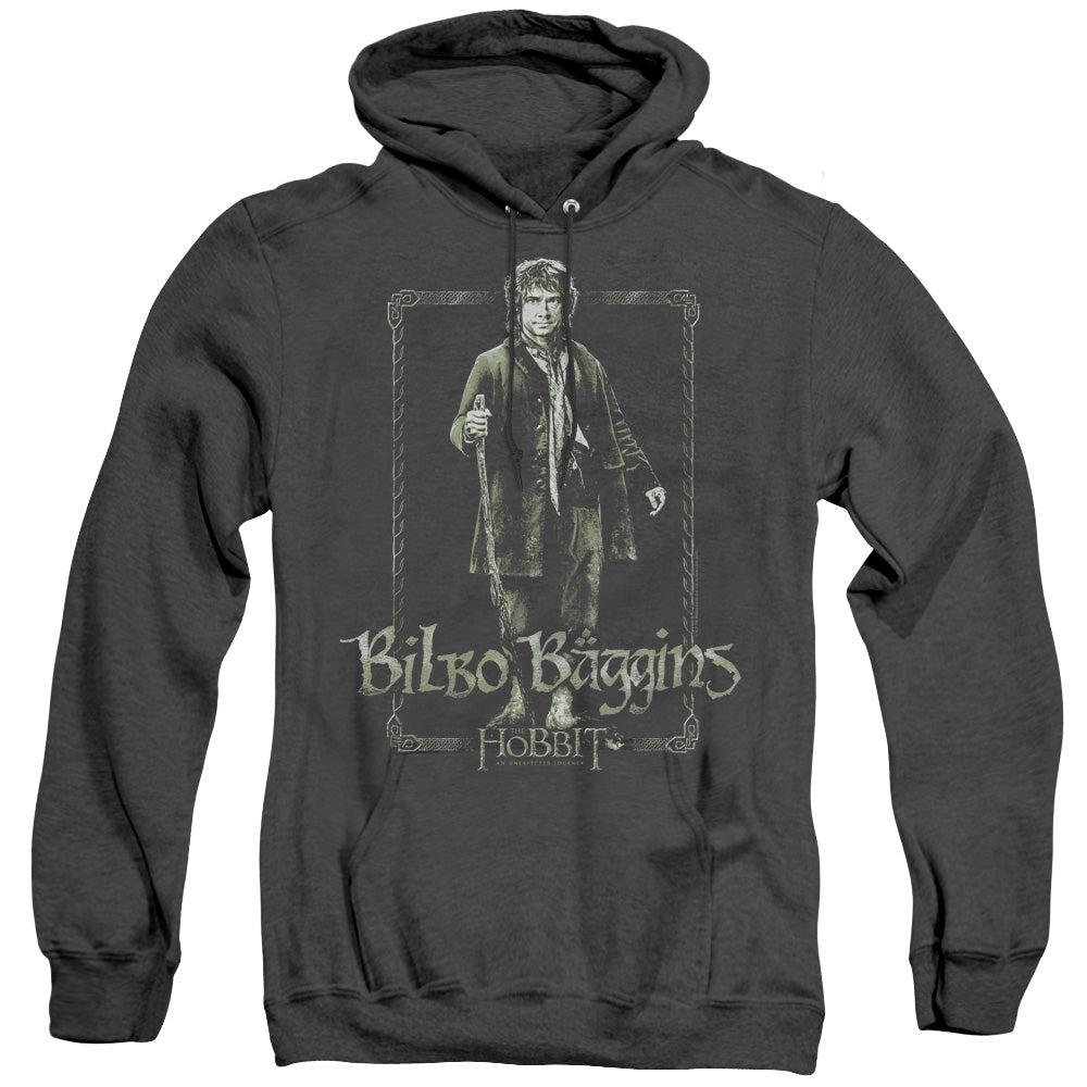 The Hobbit Bilbo Stare Mens Heather Hoodie Black Officially Licensed
