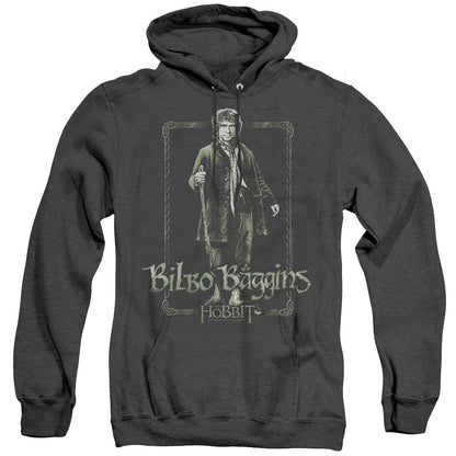 The Hobbit Bilbo Stare Mens Heather Hoodie Black Officially Licensed