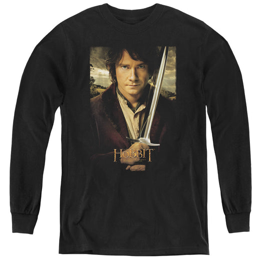 The Hobbit Baggins Poster Long Sleeve Kids Youth T Shirt Black Officially Licensed