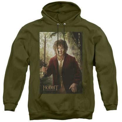 The Hobbit Bilbo Poster Mens Hoodie Military Green Officially Licensed