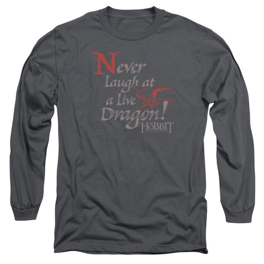 Hobbit Never Laugh Mens Long Sleeve Shirt Charcoal Officially Licensed