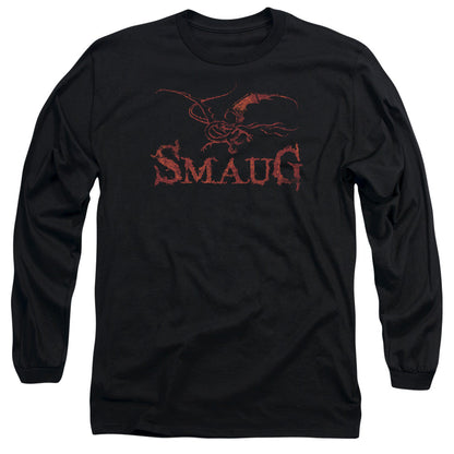 Hobbit Dragon Mens Long Sleeve Shirt Black Officially Licensed
