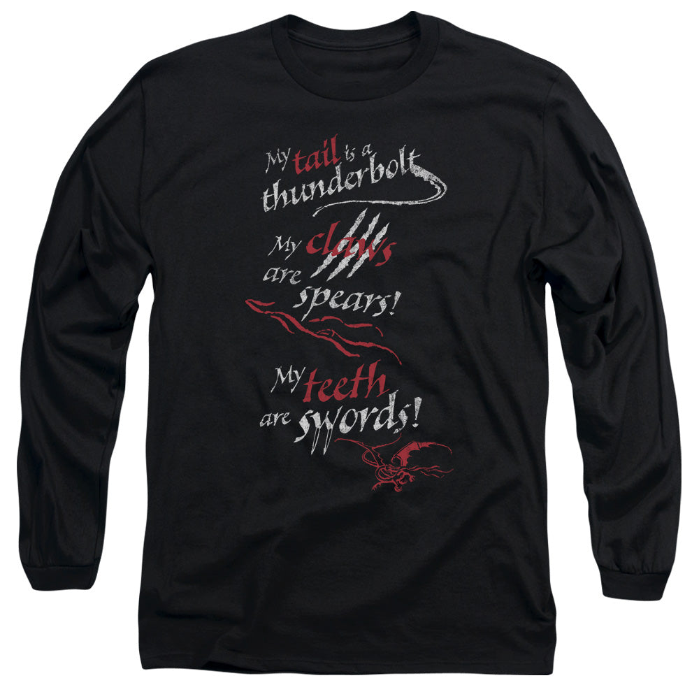 Hobbit Tail Claws Teeth Mens Long Sleeve Shirt Black Officially Licensed