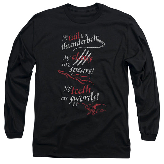 Hobbit Tail Claws Teeth Mens Long Sleeve Shirt Black Officially Licensed