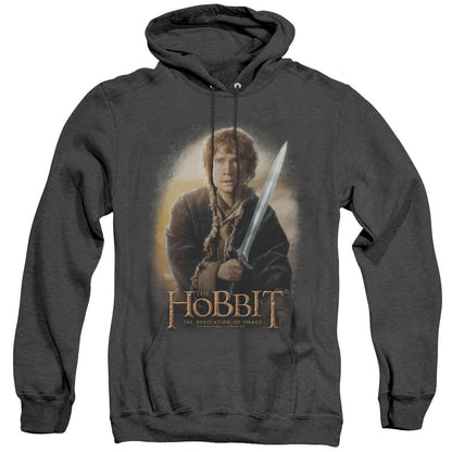 The Hobbit Bilbo And Sting Mens Heather Hoodie Black Officially Licensed