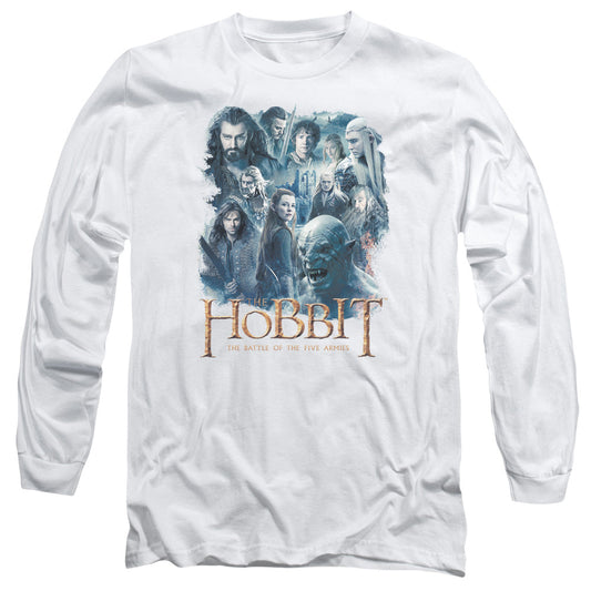 Hobbit Main Characters Mens Long Sleeve Shirt White Officially Licensed