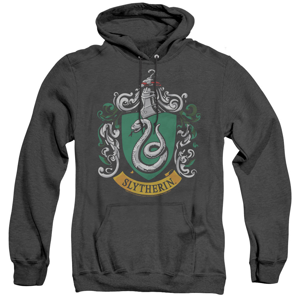 Harry Potter Slytherin Crest Mens Heather Hoodie Black Officially Licensed