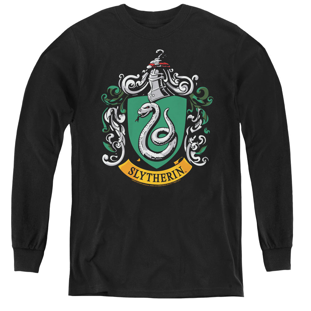 Harry Potter Slytherin Crest Long Sleeve Kids Youth T Shirt Black Officially Licensed